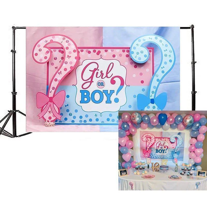 AOFOTO 5x3ft Girl or Boy Gender Reveal Backdrop Baby Shower Party Decoration Photography Background Boy or Girl Banner Pregnancy Announcement Photo Studio Props Photobooth Wallpaper - Image 2